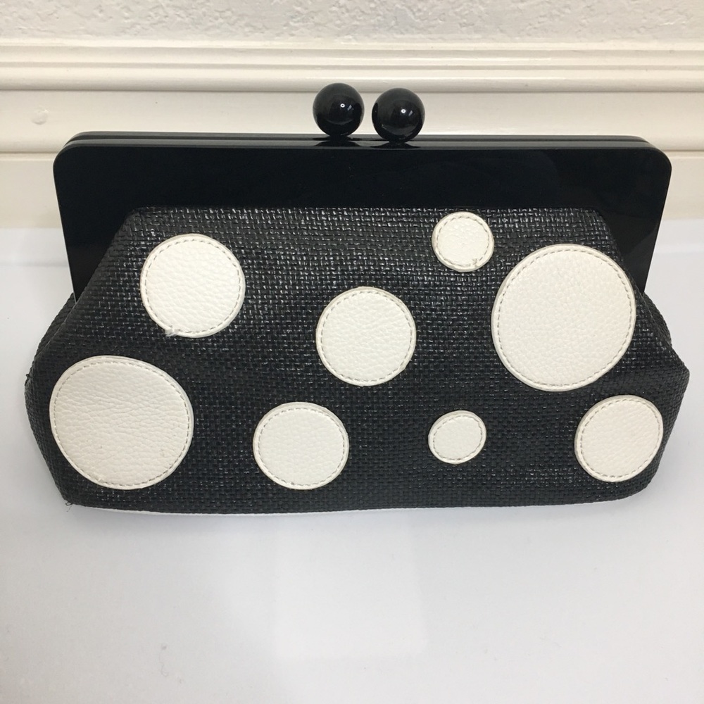 Lulu Guinness Black White Polka Dot Clutch